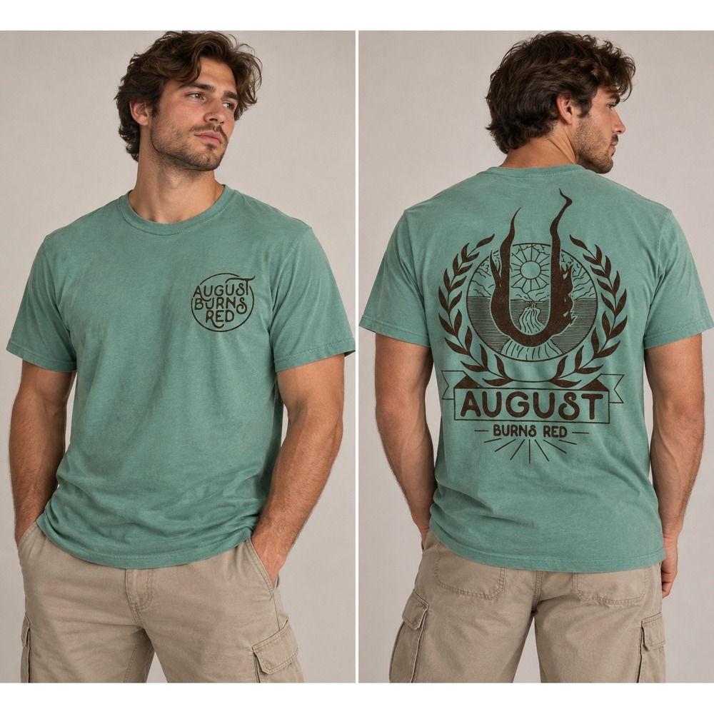August Burns Red Band T-Shirt Mens Large Teal Green Graphic Short Sleeve Tee